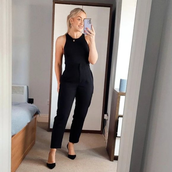 ZARA BLACK HIGH WAIST PLEATED PANT TROUSERS WITH DARTS - Picture 3 of 17